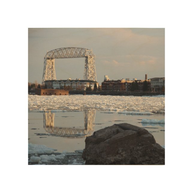 Duluth Minnesota Ariel Lift Bridge Canal Park Wood Wall Decor (Front)