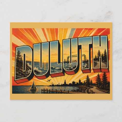 Duluth Minnesota Lake Superior Shoreline Forest Postcard