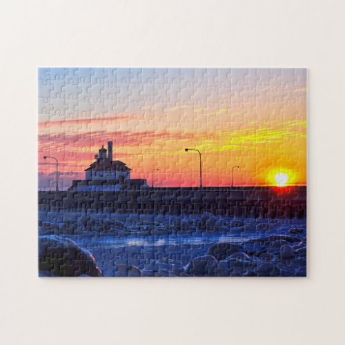 Duluth Minnesota Lighthouse Sunrise Jigsaw Puzzle
