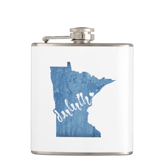 Duluth Minnesota Wood Grain Flask (Front)