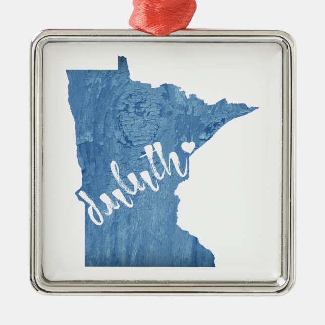 Duluth Minnesota Wood Grain Metal Ornament (Front)