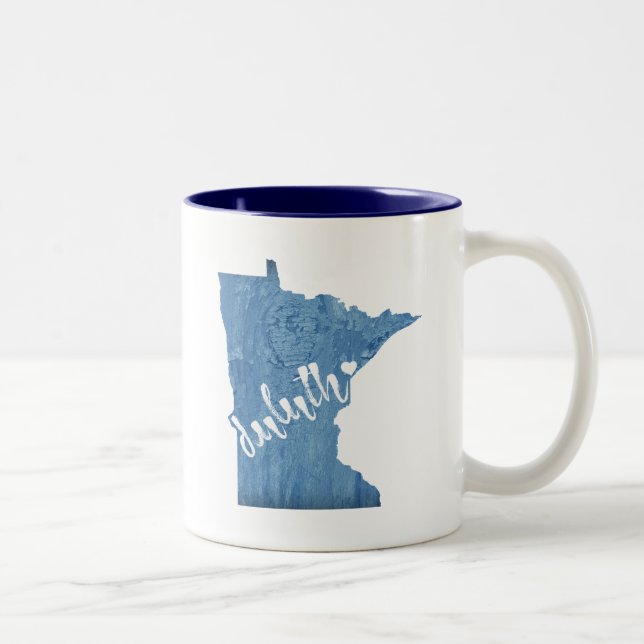 Duluth Minnesota Wood Grain Two-Tone Coffee Mug (Right)