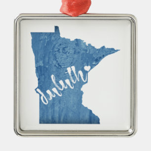 Duluth Minnesota Wood Plaque Metal Ornament