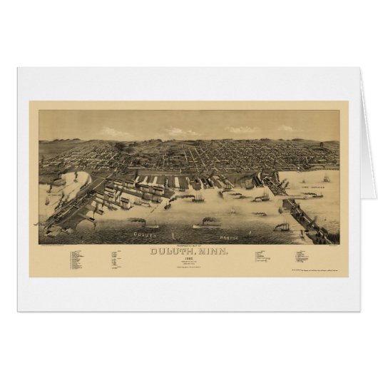 Duluth, MN Panoramic Map - 1887 Cards (Front Horizontal)