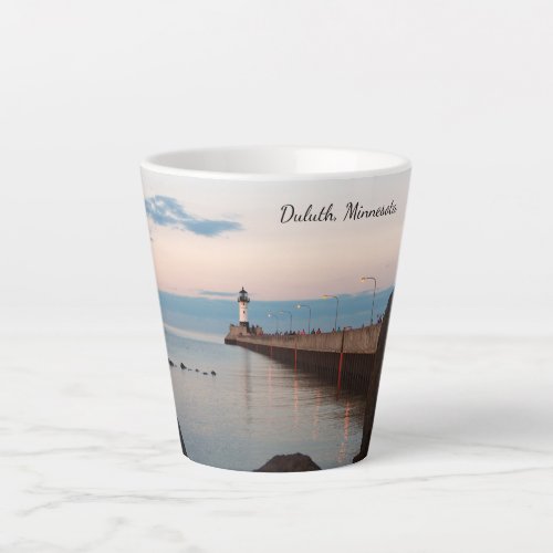 Duluth North Pier Light latte mug