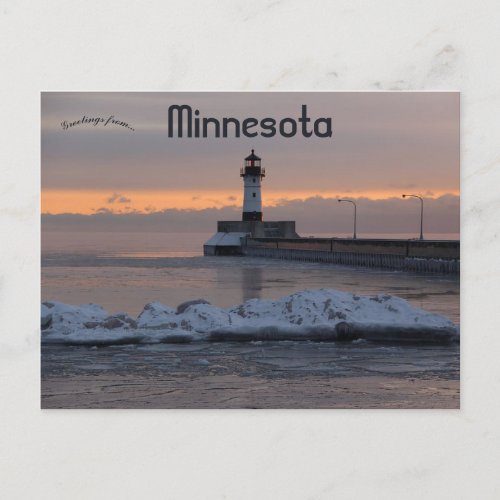 Duluth North Pier Light Minnesota Postcard