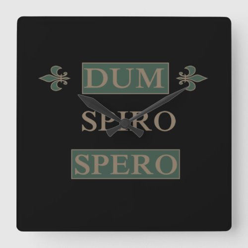 Dum spiro spero square wall clock