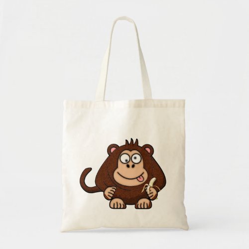 Dumb Monkey with Banana Cartoon Tote Bag