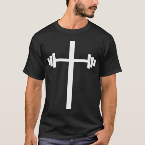 Dumbbell Barbell Cross Christian Gym Workout T_Shirt