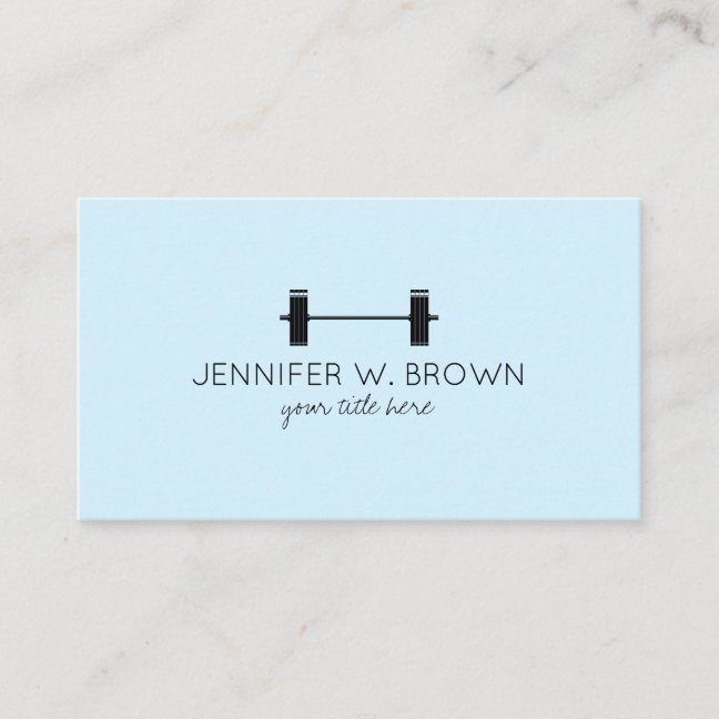 Dumbbell Fitness Instructor Blue Trainer Business Card