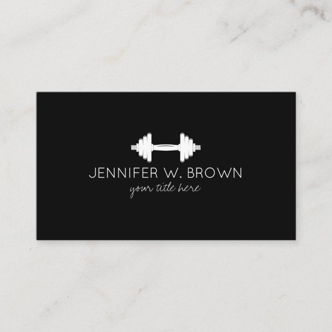 Dumbbell Fitness Personal Trainer Coach black Business Card