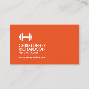 Dumbbell Logo Fitness Personal Trainer Orange/Gray Business Card