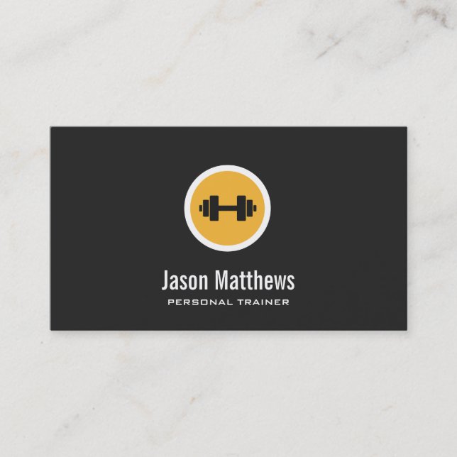 Dumbbell Logo, Personal Trainer, Fitness Gym 2 Business Card (Front)