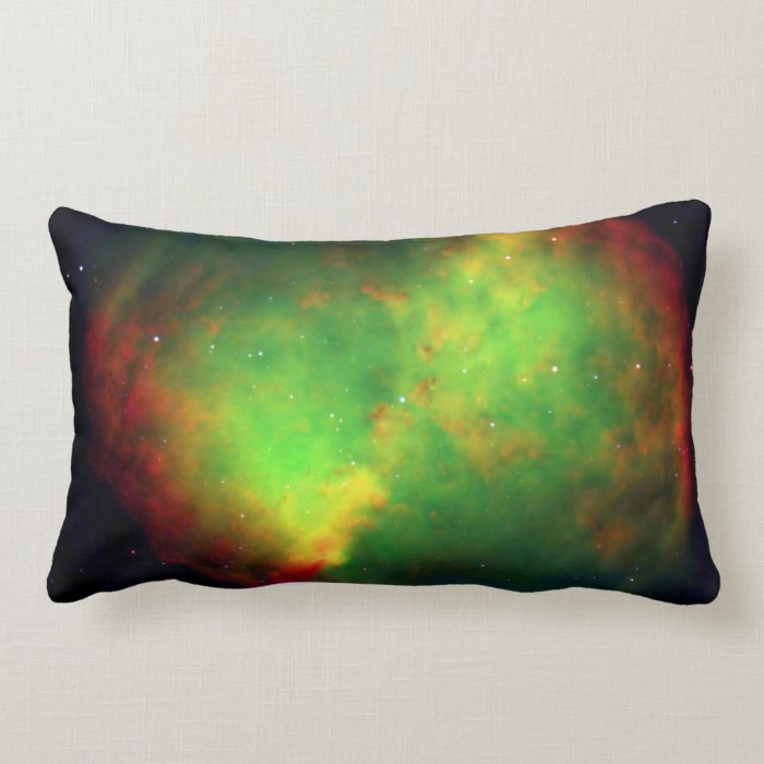 Dumbbell Nebula Space Green Throw Pillows