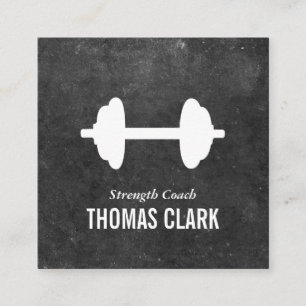 Dumbbell   Personal Trainer (slate) Square Business Card