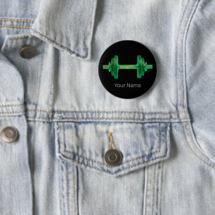 Dumbbell Retro Bodybuilder Gym Fitness Or Coach Button