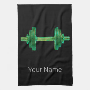 Dumbbell Retro Bodybuilder Gym Fitness Or Coach Kitchen Towel