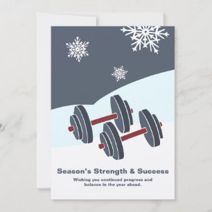 Dumbbell Season's Strength & Success Grey White Note Card