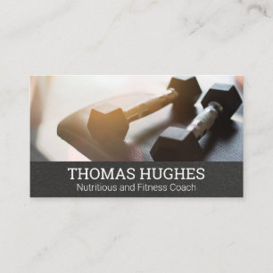 Dumbbell Weights on Gym Bench Business Card