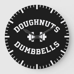 Dumbbells And Doughnuts - Funny Gym Workout Large Clock