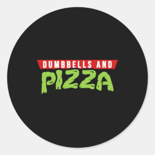 Dumbbells And Pizza Funny Cute Turtle Themed Gym A Classic Round Sticker