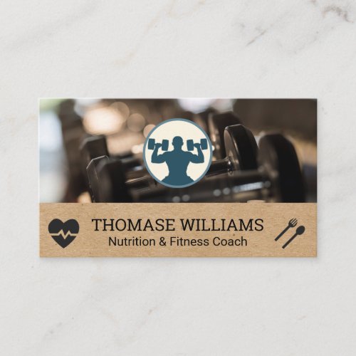 Dumbbells in the Gym  Workout Logo Business Card