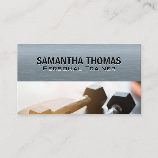 Dumbbells | Metallic Texture Business Card (Front)