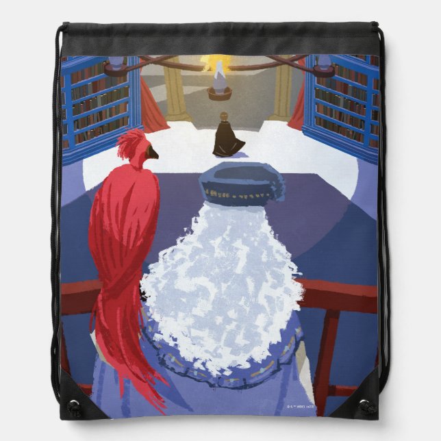 Dumbledore & Fawkes on Balcony Drawstring Bag (Front)