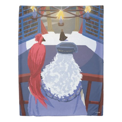 Dumbledore  Fawkes on Balcony Duvet Cover