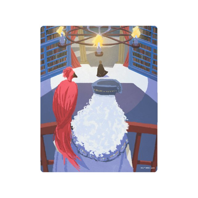 Dumbledore & Fawkes on Balcony Metal Print (Front)