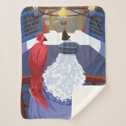 Dumbledore  Fawkes on Balcony Sherpa Blanket