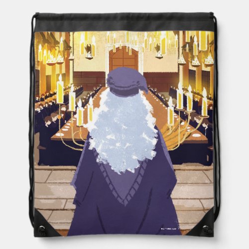 Dumbledore Speaking in the Hogwarts Great Hall Drawstring Bag