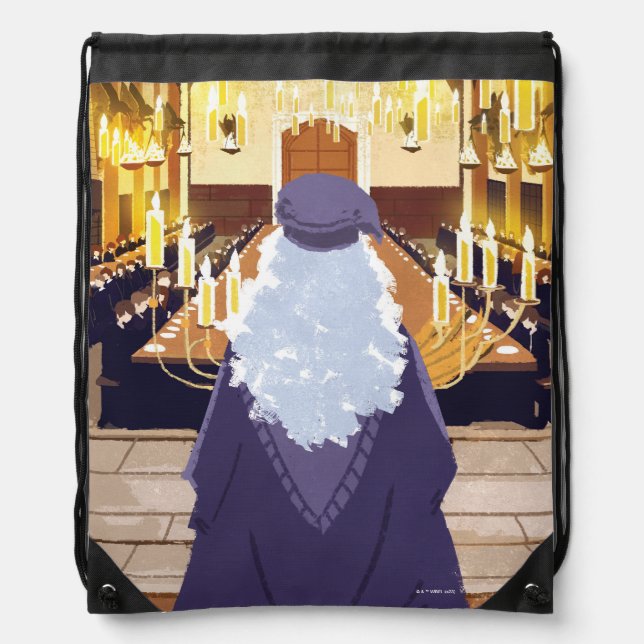 Dumbledore Speaking in the Hogwarts Great Hall Drawstring Bag (Front)