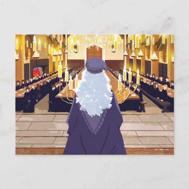 Dumbledore Speaking in the Hogwarts Great Hall Postcard (Front)