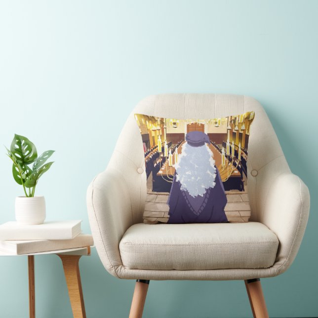 Dumbledore Speaking in the Hogwarts Great Hall Throw Pillow (Chair)