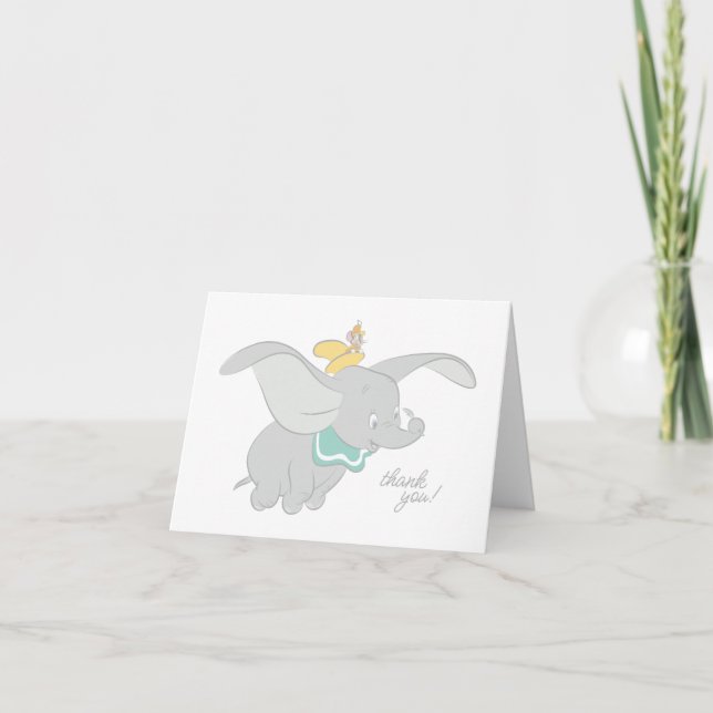 Dumbo 1st Birthday Letterpress Thank You Card (Front)