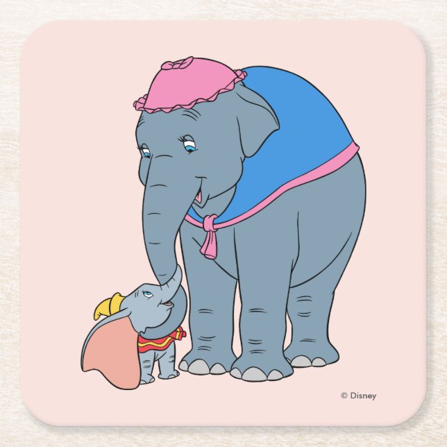 Dumbo and his Mother Square Paper Coaster (Front)