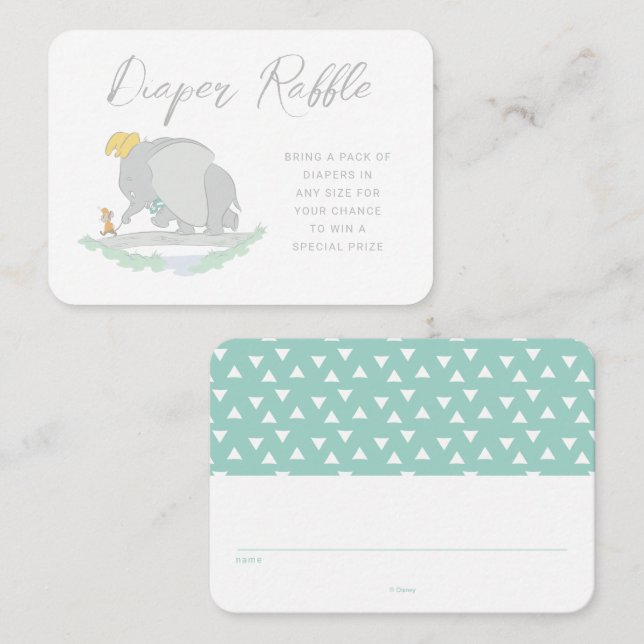 Dumbo and Timothy Q. Baby Shower Diaper Raffle Place Card (Front/Back)