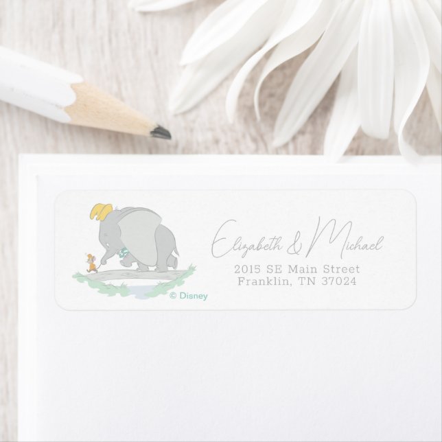 Dumbo and Timothy Q. Baby Shower Label (Insitu)