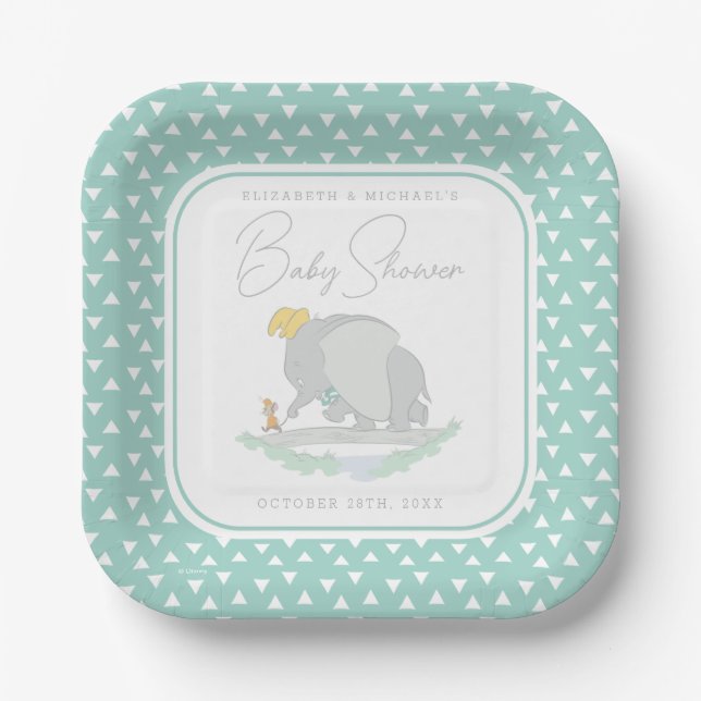 Dumbo and Timothy Q. Baby Shower Paper Plates (Front)