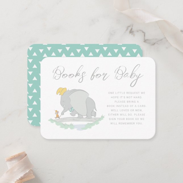 Dumbo and Timothy Q. Books for Baby Shower  Place Card (Front/Back In Situ)