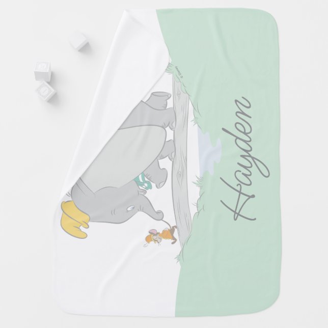 Dumbo and Timothy Q. Watercolor Baby Blanket (In Situ)