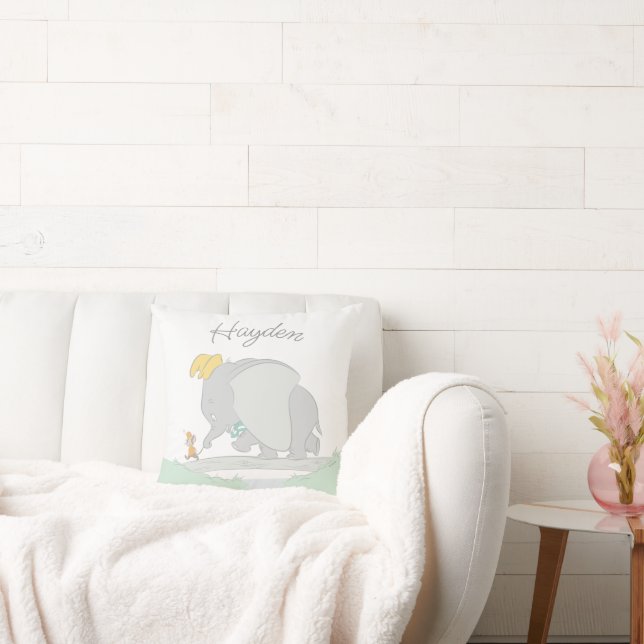 Dumbo and Timothy Q. Watercolor Throw Pillow (Couch)