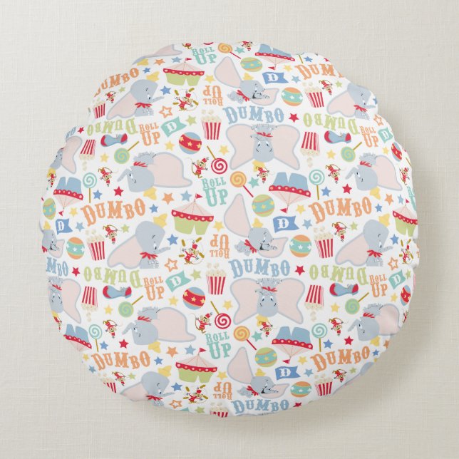 Dumbo and Timothy Roll Up Pattern Round Pillow (Front)