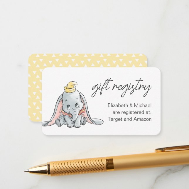 Dumbo |  Baby Shower Gift Registry Enclosure Card (Front/Back In Situ)
