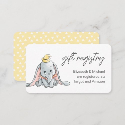 Dumbo   Baby Shower Gift Registry Enclosure Card