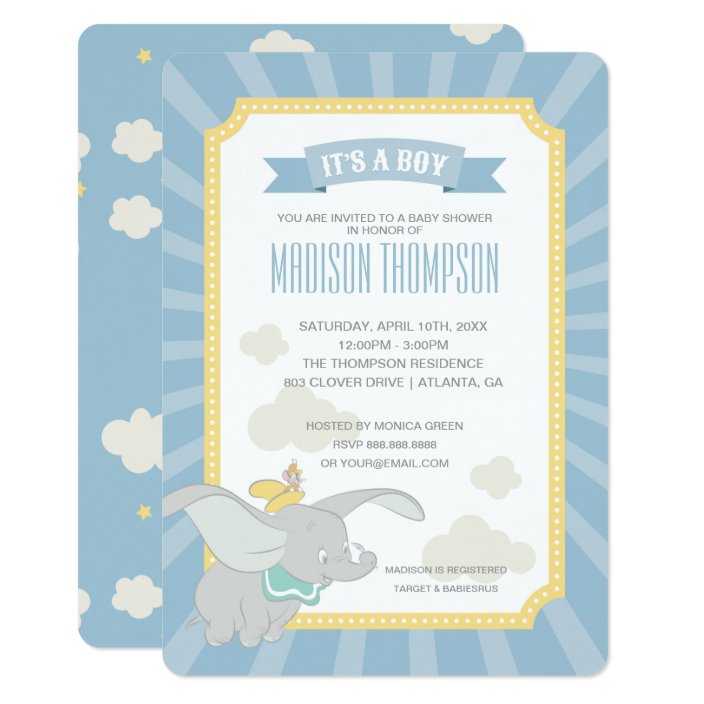 dumbo baby shower invitations