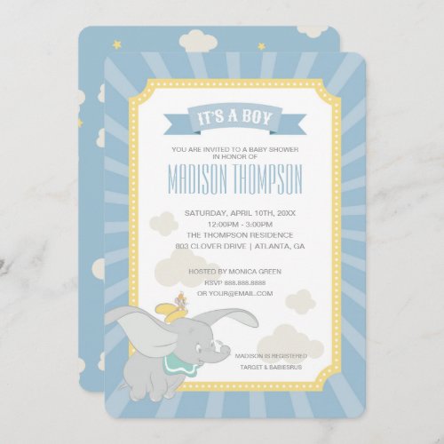 Dumbo  Boy Baby Shower Invitation