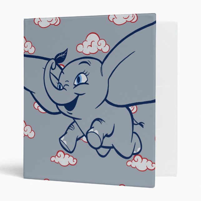 Dumbo | Cartoon Dumbo Flying With Feather 3 Ring Binder (Front/Inside)