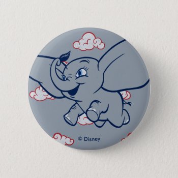 Dumbo | Cartoon Dumbo Flying With Feather Button by dumbo at Zazzle
